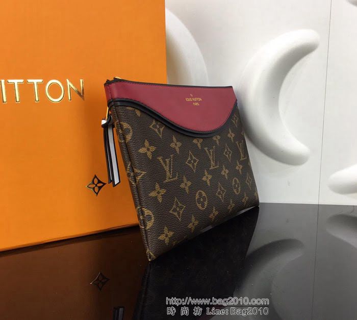路易威登LV M63936酒紅 頂級原單 Pochette Tuileries手袋 Monogram帆布搭配小牛皮 可作公事包 亦可作手拿包  YDH2586